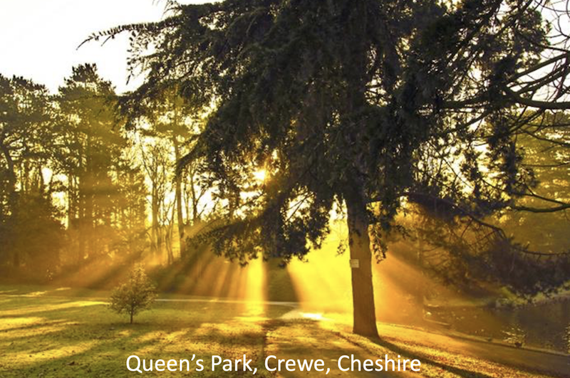 Homemade postcard of Queen's Park