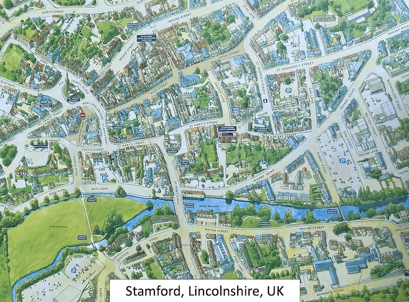 Map of Stamford, Lincolnshire, UK