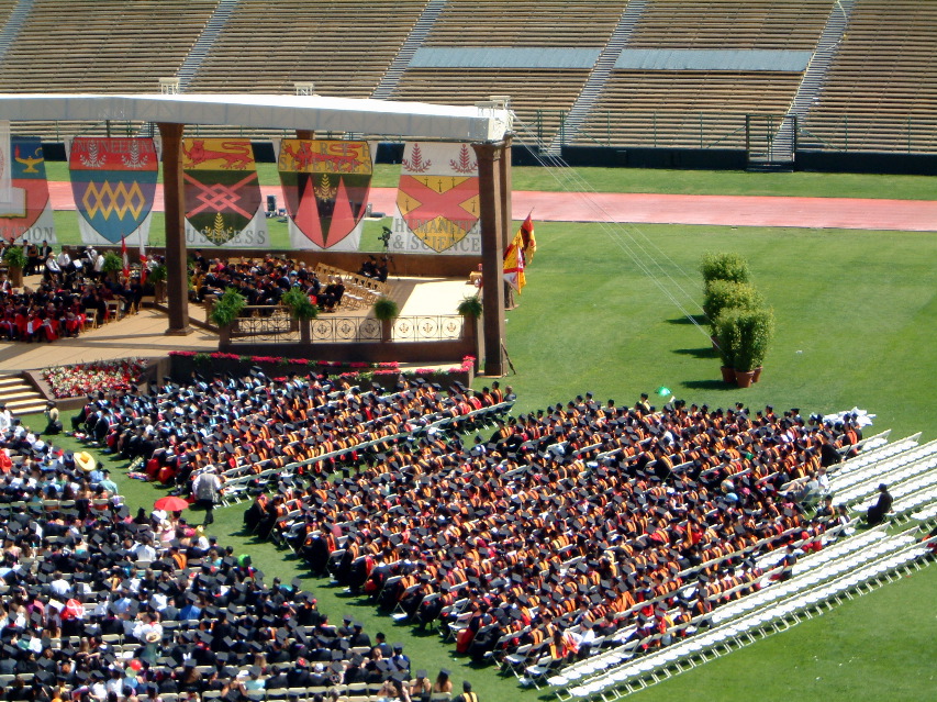 The orange hoods of the Engineering grad students